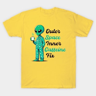 Alien wearing a night suit, holding a coffee cup T-Shirt